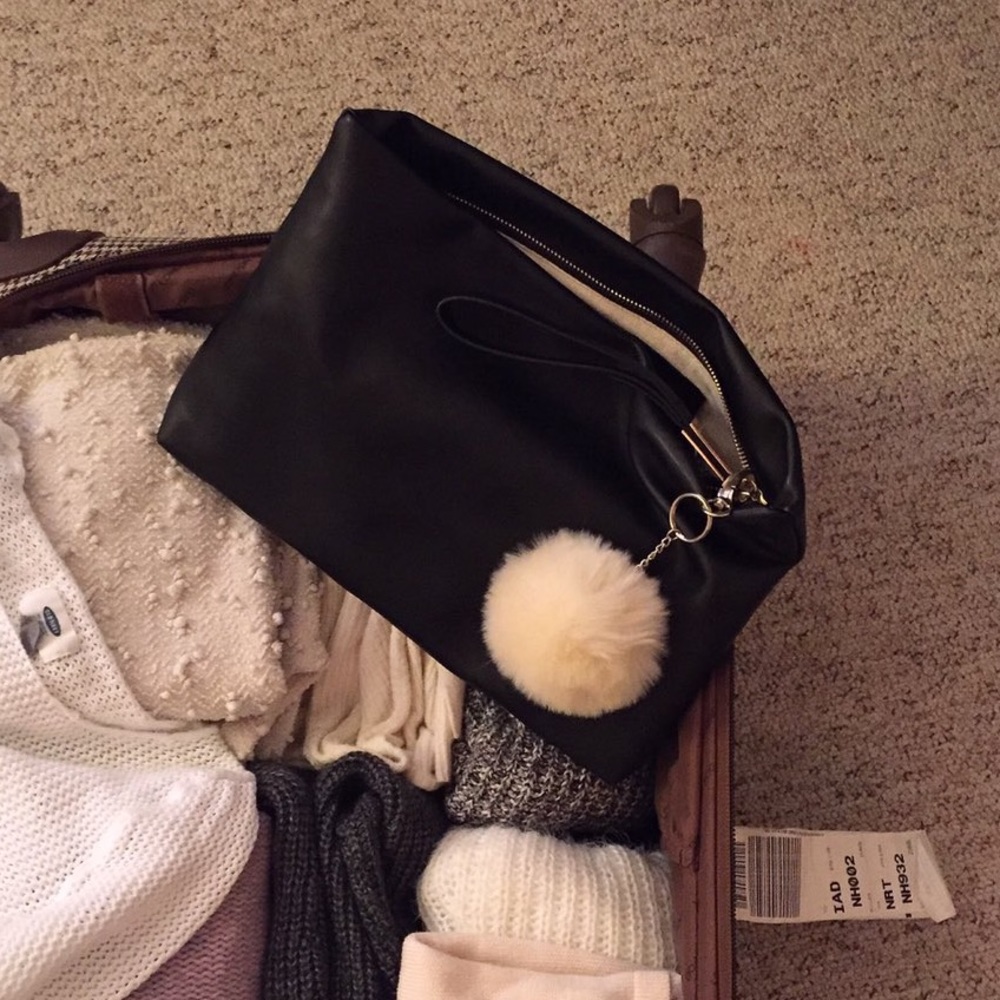 ZARA TRF Slouchy Vegan Leather Large Zip Pouch